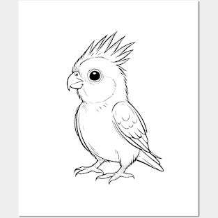 Cute Baby Cockatiel Animal Outline Posters and Art